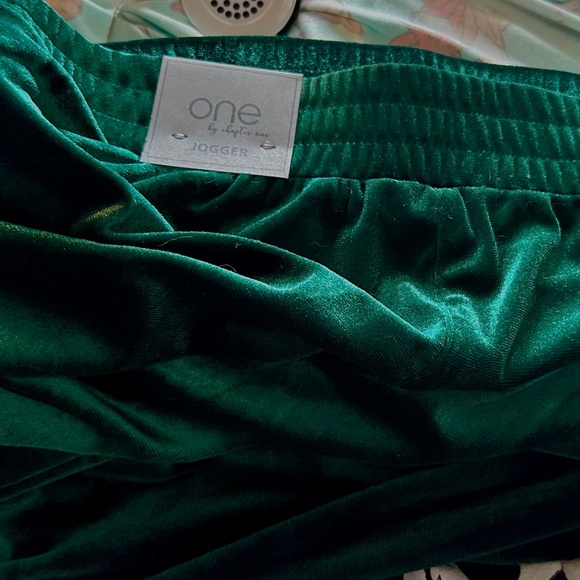 Rich Emerald Green Velvety-Velour Joggers - Picture 6 of 6
